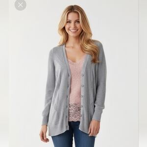 M Victoria's Secret Cardigan Sweater Blue Knit Cotton Cashmere Blend